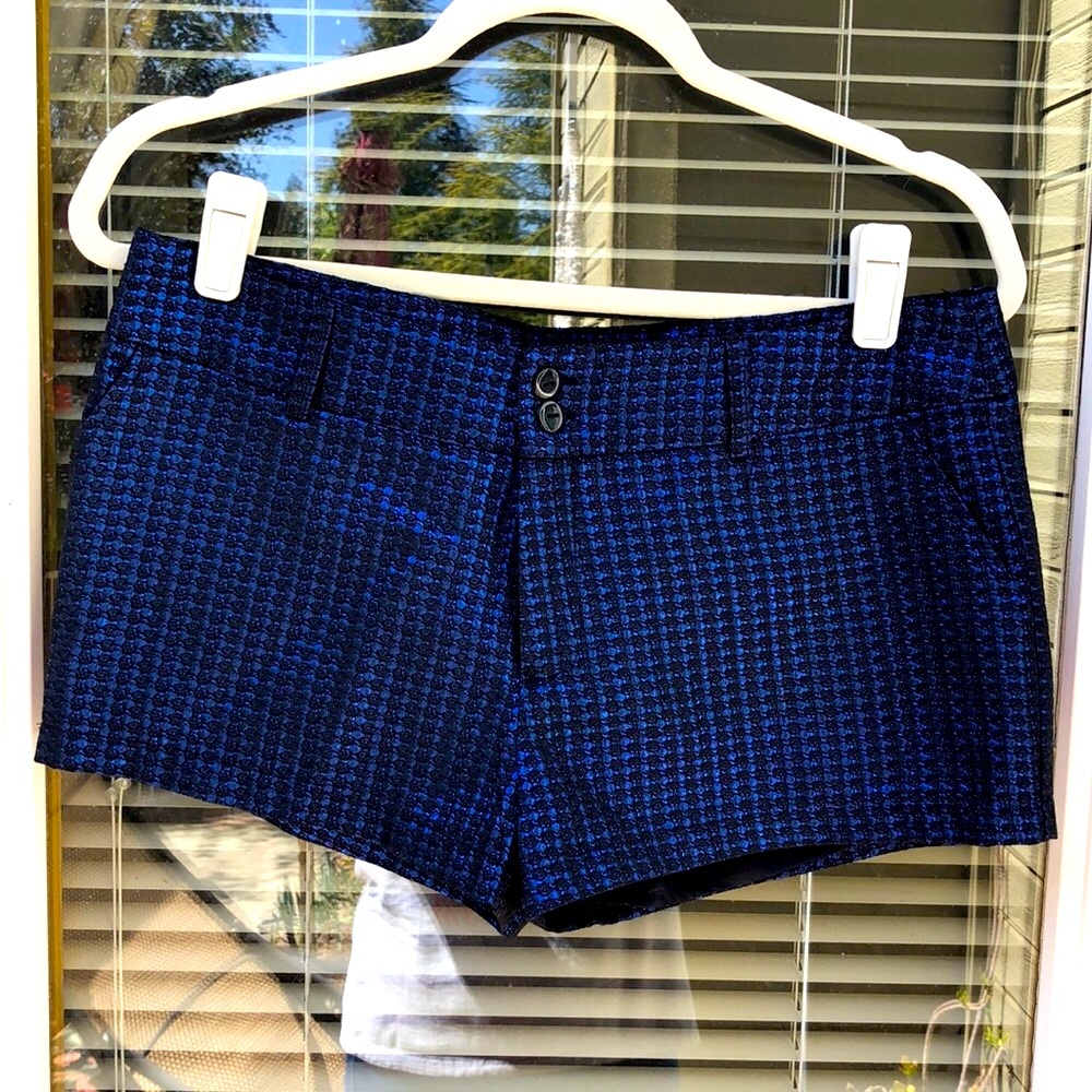 NWOT Sans Souci. Woman’s adorable iridescent blue/black  shorts